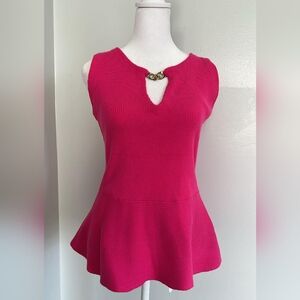 INC International Concepts Fuchsia Sleeveless Blouse with Gold Detail